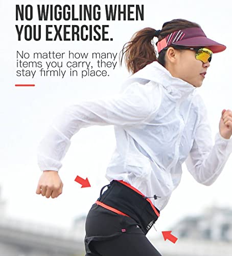 AONIJIE Running Belt Fanny Pack with 250ml Soft Water Bottle Flask for Women Men, Moisture Wicking Waist Pack Great for Marathon Climbing Jogging Cycling, for 6.8in Mobile Phone (Black Red: M/L) - color: Black Red: M/L
