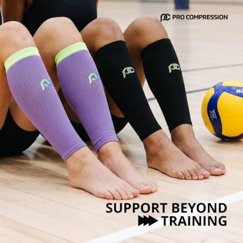 PRO Compression Marathon Calf Sleeve, White/Red/Blue Stripe, L/XL (1-Pack) - color: White/Red/Blue Stripe, size: Large/X-Large