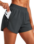 MAGCOMSEN Women's Running Athletic Shorts Zipper Pocket Quick Dry Liner - color: Dark Grey, size: X-Small