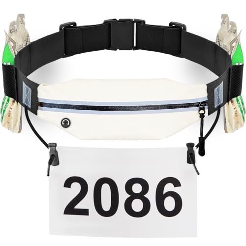 RJ-Sport Race Number Belt Bib Holder with Runner Pouch (White) - color: 07 White