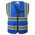 Reflective Safety Vest for Men Women Hi Vis Vest with 8 Pockets High Visibility Mesh Reflective Vest (Blue-07, Medium) - color: Blue, size: Medium