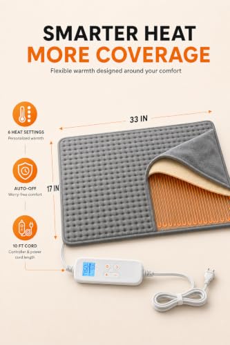 CooCoCo FSA Eligible 17 x 33 in Large Heating Pad, Gray - color: 17"*33" Gray