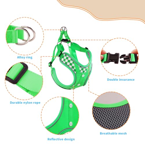 Dog Harness with Leash Set, No Pull Adjustable Step in Pet Vest - color: Green (denim), size: S