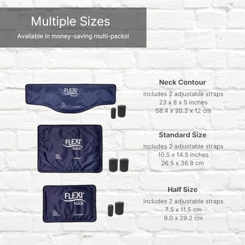 FlexiKold Reusable Gel Large Ice Pack with Straps – Cold Compress Gel Cold Pack for Injuries – Flexible Medical Ice Wrap for Back, Shoulders, Legs, Knees, Sciatica, Muscle Pain – Standard - style: Large