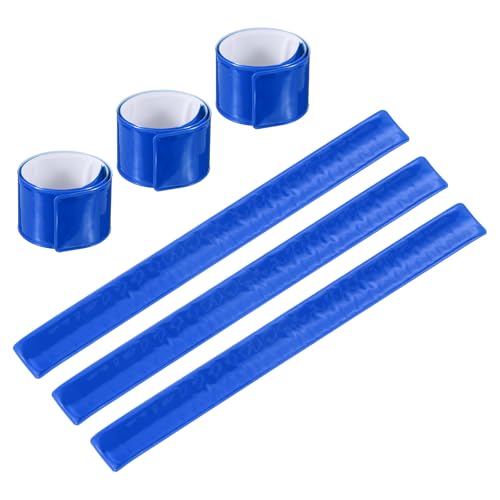 PATIKIL Reflective Slap Bands, Reflector Band Snap Bracelet Armbands High Visibility Safety Reflectors Wrist Strap Strips for Night Jogging Cycling Running - color: Dark Blue