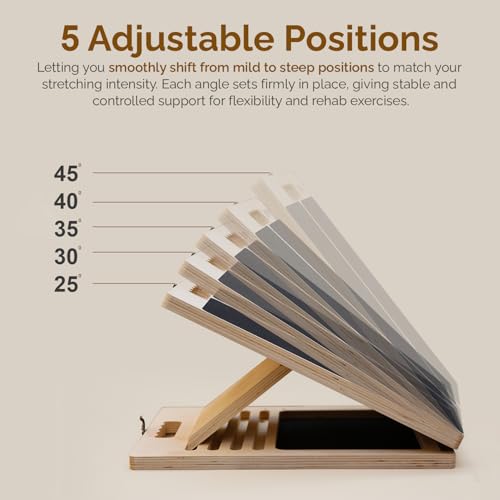 Portable Wooden Slant Board for Calf Stretching with Resistance Bands