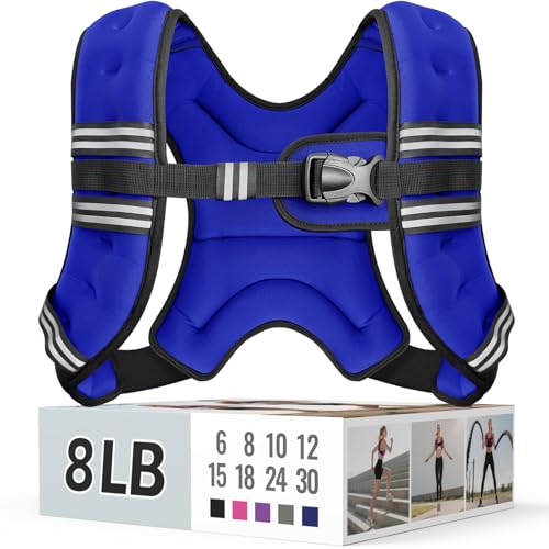 Zeerun Weighted Vest, 6/8/10/12/15/18/20/24/30LB for Men Women - color: Blue, size: 8 Lb