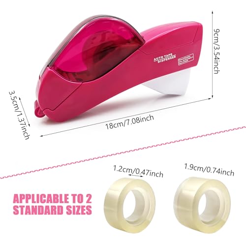 Automatic Tape Dispenser for Wrapping Gifts, Handheld Packaging Tape Dispenser Gun with Cutter, Dispensers for Adhesive Tapes-Pink - color: Pink