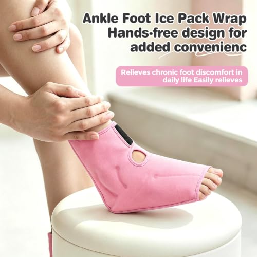 Ankle Ice Pack Wrap, Heel Ice Pack Wrap for Plantar Fasciitis Relief - color: Pink, size: Large