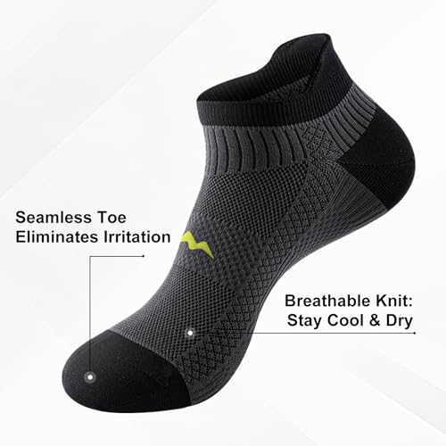 Ankle Compression Socks for Men & Women, 6 Pairs, Low Cut - color: Grey, size: Large