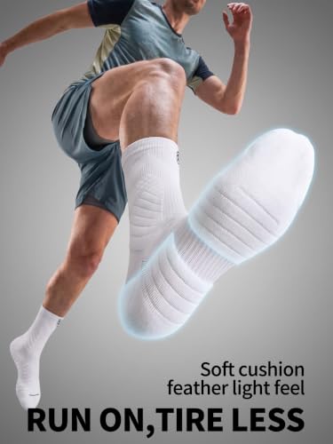 Compression Crew Socks for Men, White Running Socks,15-20 mmHg,3 Pairs - color: 3 White, size: Large