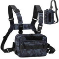 Outdoor Chest Bag for Men, Water-Resistant Fishing Chest Pack, Tactical Vest for Running, Cycling, Hiking - color: Blue Camo