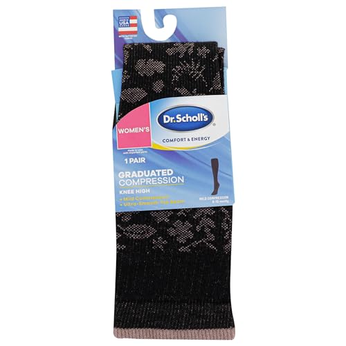 Dr. Scholl's Women's Graduated Compression Knee High Socks - color: Black Paisley (1 Pair), size: 4-10