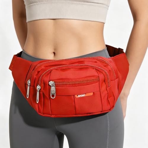 Waist Pack Sports Fitness Travel Men Women (Red) - color: Red