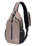 WATERFLY Crossbody Sling Backpack Sling Bag Travel Hiking Chest Bags Daypack (Flaxen) - color: Khaki