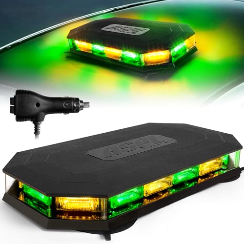 ASPL 16.5 Inch Roof Top Beacon Warning Strobe Light for Trucks Amber Green - color: Amber/Green