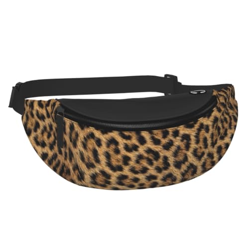 Dujiea Fanny Pack, Leopard Fur Pattern Waist Bag With Headphone Hole Belt Bag Adjustable Sling Pocket Fashion Hip Bum Bag For Women Men Kids Outdoors Casual Travelling Hiking Cycling - color: Leopard Fur Pattern