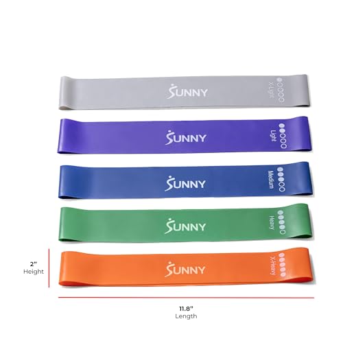 Sunny Health & Fitness 5-Level Resistance Loop Bands for Strength Training