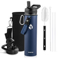 RAYMYLO Insulated Water Bottle 24 oz, Triple Wall Vacuum Stainless Steel - color: Dark Blue, size: 24 Ounces