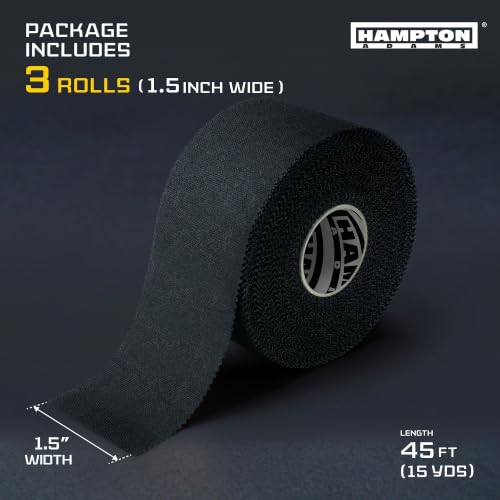 Hampton Adams Athletic Sports Tape, Very Strong, Easy Tear, No Residue - color: Black (1.5 Inch)