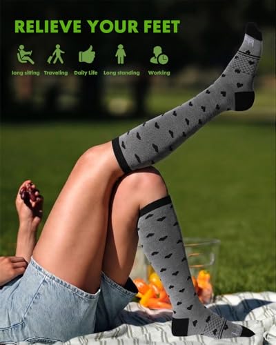 Bamboo Viscose Compression Socks for Women - color: Heart Polka, size: Small-Medium