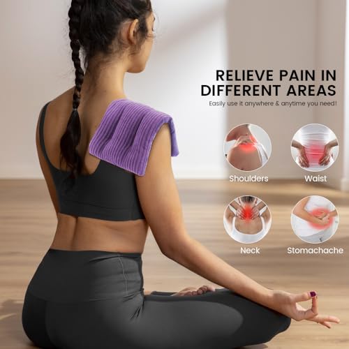 Microwave Heating Pad 6 x 12 Small Heating Pad Microwave, Microwave Bean Bag Heating Pad for Neck and Shoulders, Moist Heat Pack Pillow Warm Compress for Knee, Muscles, Joints, Wrist (Purple) - color: 6 X 12" Purple - 1 Pack