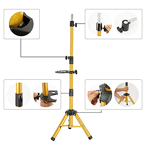 ZQIAN BEAUTY Heavy-duty Wig Stand Tripod, 55 Inch Metal Mannequin Head Stand Tripod For Hairdressing Training Head, Adjustable Wig Head Stand with Tool Tray (Golden, Mannequin Head Not Included) - color: Golden, size: 55 Inch