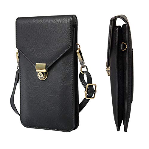 Small Cell Phone Purse, Synthetic Leather Crossbody Bag Dual Pockets Card Holder Neck Pouch with Adjustable Strap for iPhone X Xr 8 7 6s Plus, Galaxy S10 S9 S8 Plus, LG G8 ThinQ, Black - color: 02 Black