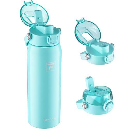 Fanhaw 24oz Stainless Steel Water Bottle with 2-in-1 Lid, Tif Blue - color: Tif Blue