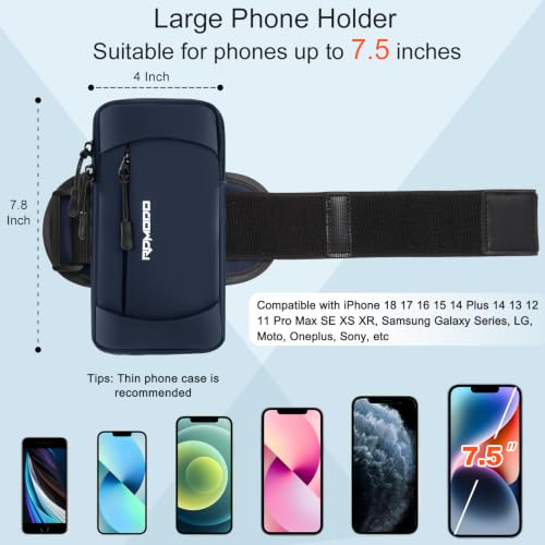 Phone Holder for Running Lightweight Armband for Men Women 7.5" Blue - color: 03-Blue