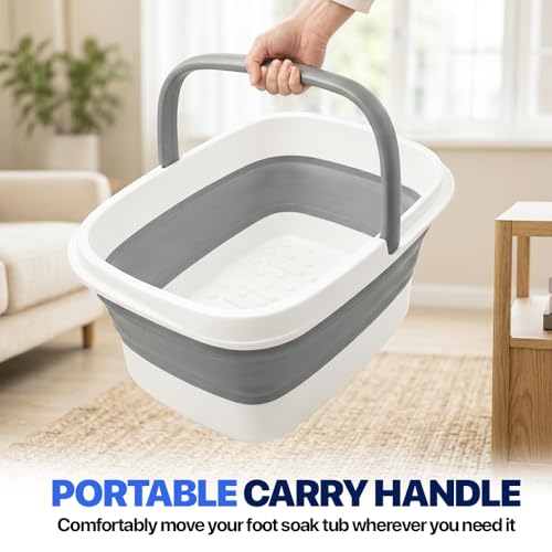 Collapsible Foot Soaking Tub Foldable Foot Bath Soak Tub Basin for Home Spa - color: White