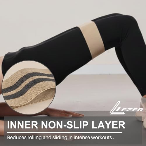 LEZER Premium Fabric Resistance Bands, Exercise Workout Bands, Heavy Duty, Glutes, Legs, Strength Training, Pilates, Yoga, Extra Long, Women & Men, with Guide, Set of 3 (40/60/80 lbs)