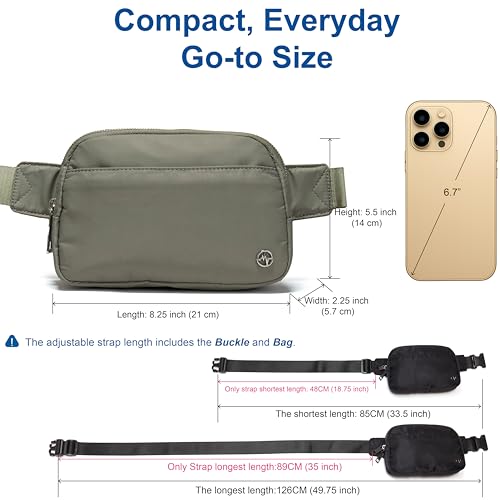 Pander Nylon Fanny Pack Belt Bag for Women with 5 Zipper Pockets - color: Raw Linen