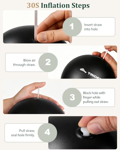 Trideer 9 Inch Pilates Ball with Inflation Straw, Small Exercise Yoga Ball - color: Black