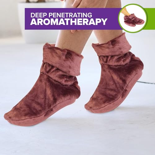 MARS WELLNESS Heated Microwavable Booties - Microwave Slipper Warmers - color: Mauve, size: Pack of 3