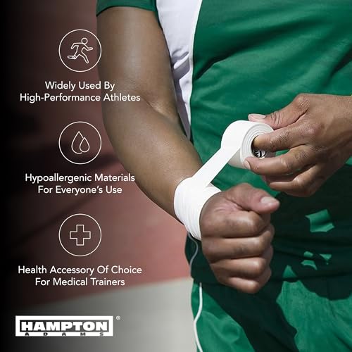 Hampton Adams Athletic Sports Tape, Very Strong, Easy Tear, No Residue - color: White (1.5 Inch)