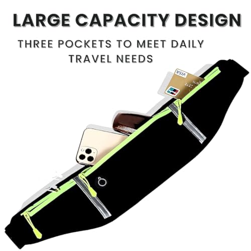 Slim Running Belt for Women & Men, Adjustable Waist Pack for Phone, Keys, Cards, and Cash. Ideal Fanny Pack During the Running, Workouts, Hiking and Travel