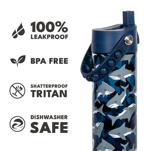Elemental Splash 26oz Tritan Plastic Water Bottle with Straw & Pop-It Strap - color: Great White, size: 26 Ounces