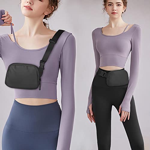Amazerbst Belt Bag, Fanny Pack, Everywhere Belt Bag,40 Inch Adjustable Strap, for Women and Men,Waterproof - color: Black