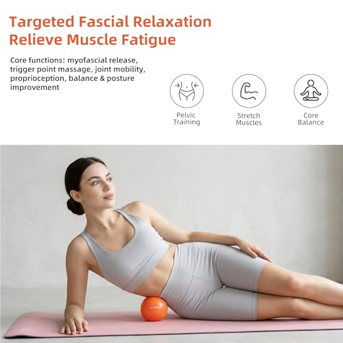 4 Inch Pilates Ball, Small Exercise Therapy Ball for Pelvic Floor Training, Myofascial Release & Core Strength, Premium PVC Massage Ball for Yoga, Stretch, Posture Correction, Fascia