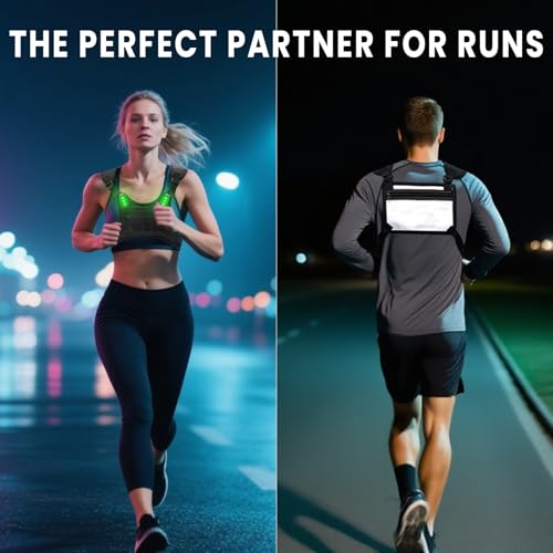 Running Chest Pack with Light, Chest Packs for Phone Holder, Edc Bag for Running, Lightweight Extra Storage Sports Chest Pouch for Runners Cycling Motorcycle Hiking