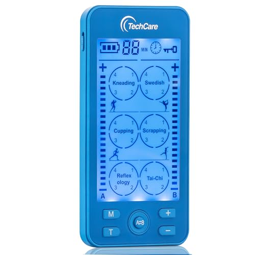 Tens Unit Plus 24 Rechargeable Electronic Pulse Massager Machine Multi Mode Device with All Accessories (Blue) - color: Blue