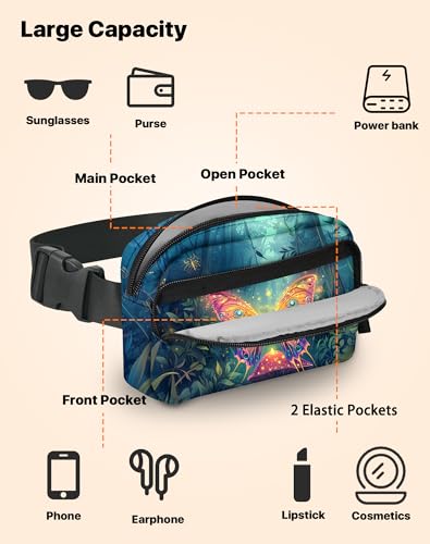 Butterfly Fanny Pack Fashion Belt Bag Lightweight Waist Pouch with Adjustable Strap Mini Crossbody Bags for Women Travel Sports Running - color: Red