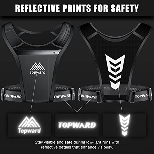 Topward Running Phone Holder Vest for Men Women Jogging Walking Exercise & Gym Workout. Waterproof Chest Pack for All Smartphones
