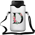 Cell Phone Sleeves Bag Case Crossbody Neoprene Holder Lanyard Phone Pouch for Women Men 7.5 X 4.5 Inches - Letter_D - color: Letter_D