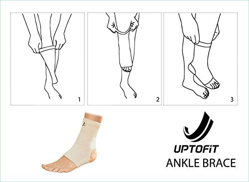 UptoFit Copper Ankle Compression Sleeve for Women Lightweight Breathable Brace for Foot and Ankle Support in Plantar Fasciitis, Achilles Tendon & Tendonitis (Large - 1 Piece)