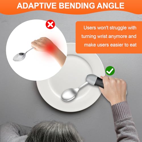 Weighted Utensils for Tremors & Parkinson's, Adaptive Eating Aids (Black) - color: Black