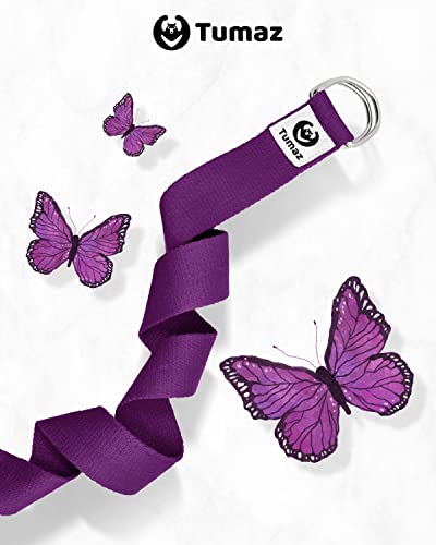 Tumaz Yoga Strap for Stretching with Adjustable D-Ring, 6/8/10 ft - color: 09. Dark Purple, size: 6 Feet