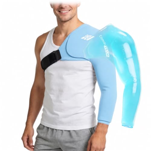 ComfiTECH Shoulder Arm Ice Pack Wrap for Pitcher & Recovery, Blue, L - size: Large, style: Blue