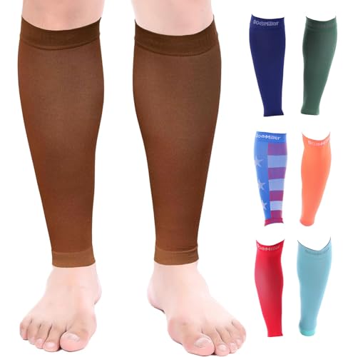 Doc Miller Compression Calf Sleeve for Men & Women, 20-30mmHg - color: Chocolate, size: Small REGULAR